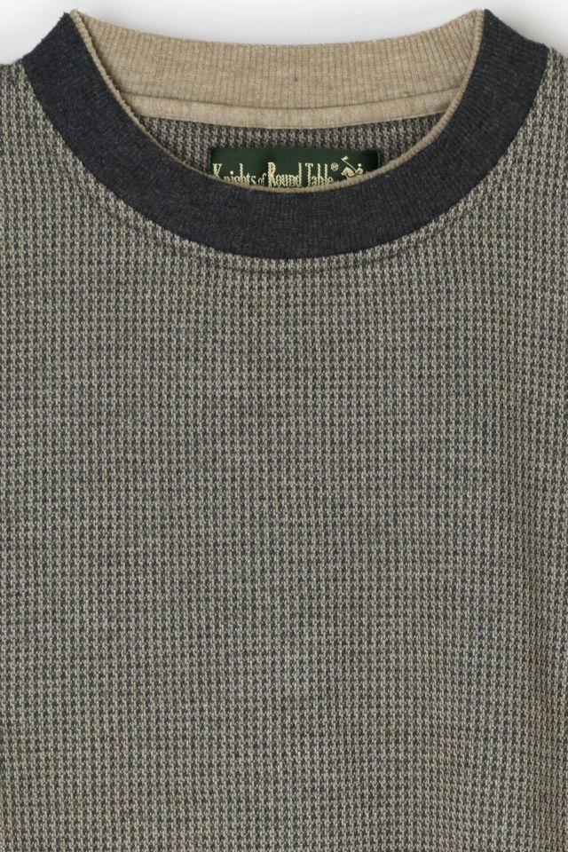 Vintage 90s Grey & Tan Houndstooth Knit Sweatshirt #2