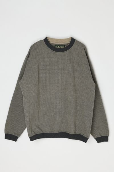 Vintage 90s Grey & Tan Houndstooth Knit Sweatshirt