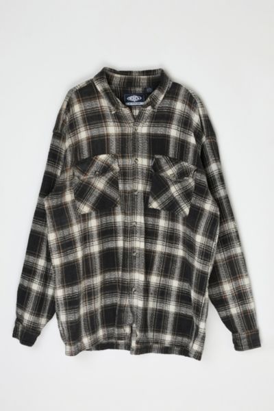 Vintage 90s Tan & Black Heavy Flannel Shirt