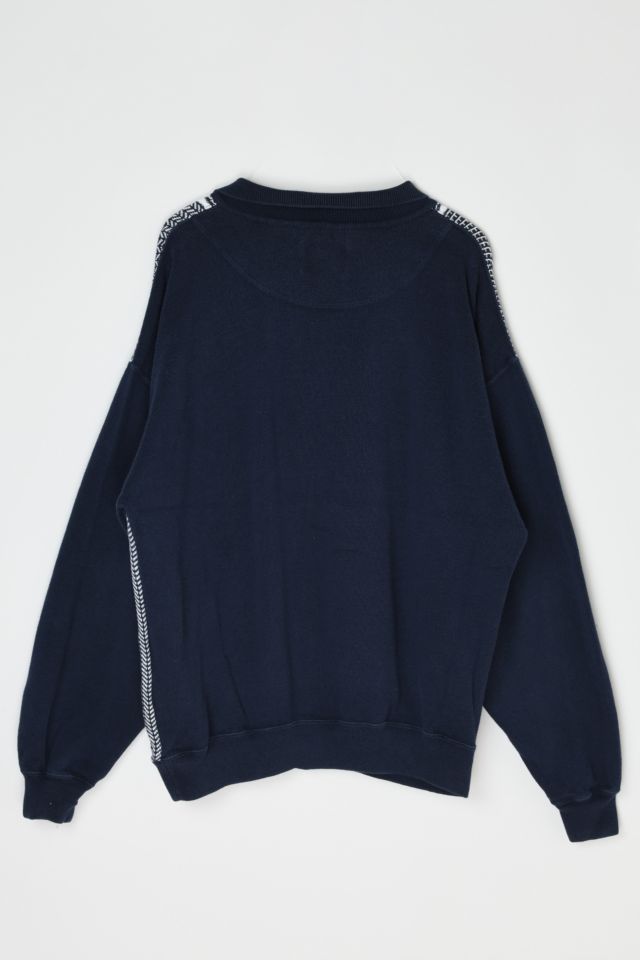 Vintage 90s Navy &  White Button-Collar Sweatshirt #2
