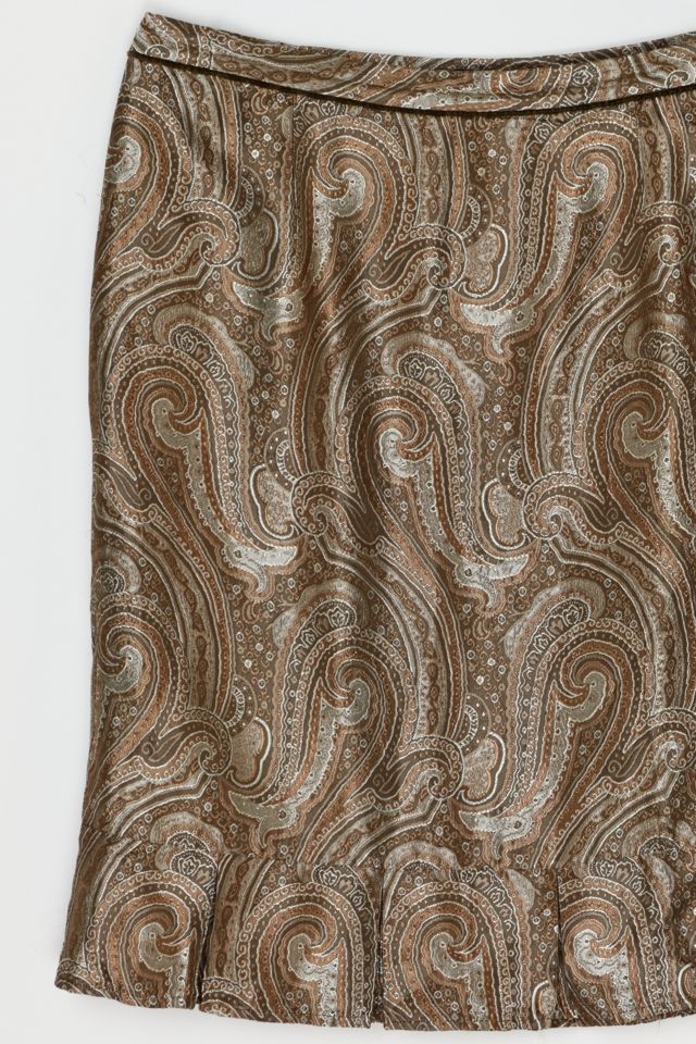 Vintage Y2k Shimmery Tan Paisley Mini Skirt #1