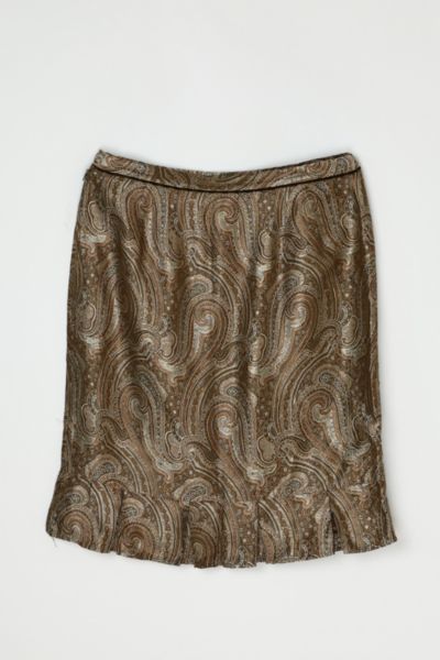 Vintage Y2k Shimmery Tan Paisley Mini Skirt