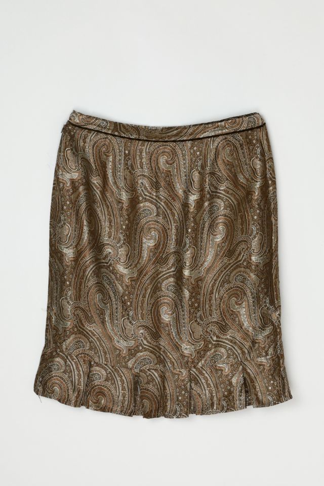 Vintage Y2k Shimmery Tan Paisley Mini Skirt #2