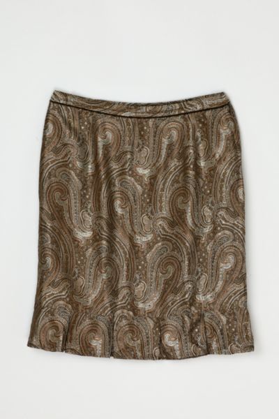 Vintage Y2k Shimmery Tan Paisley Mini Skirt