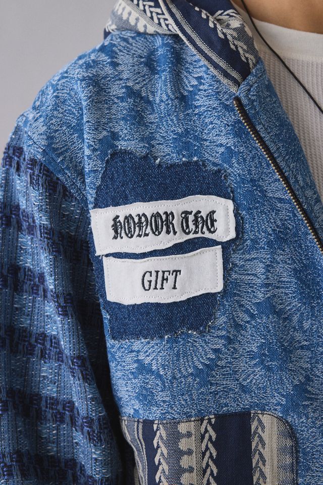 Honor The Gift Indigo Tapestry Patchwork Zip Hoodie Sweatshirt #2