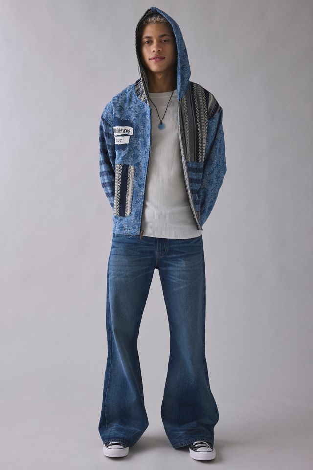 Honor The Gift Indigo Tapestry Patchwork Zip Hoodie Sweatshirt #4