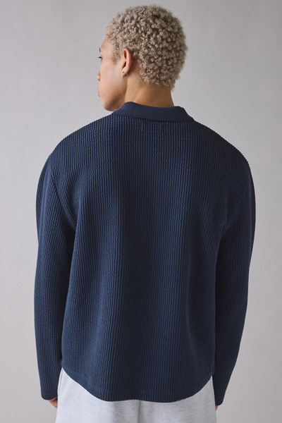 Honor The Gift Wavy Knit Quarter-Zip Polo Sweater