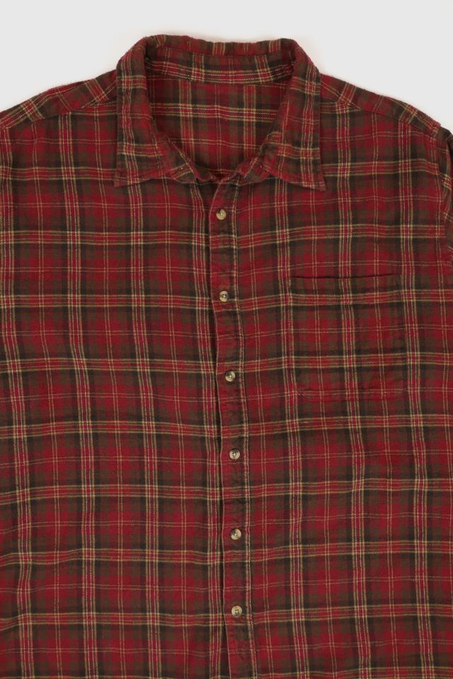 Vintage Red Plaid Flannel Button-Down Shirt #1