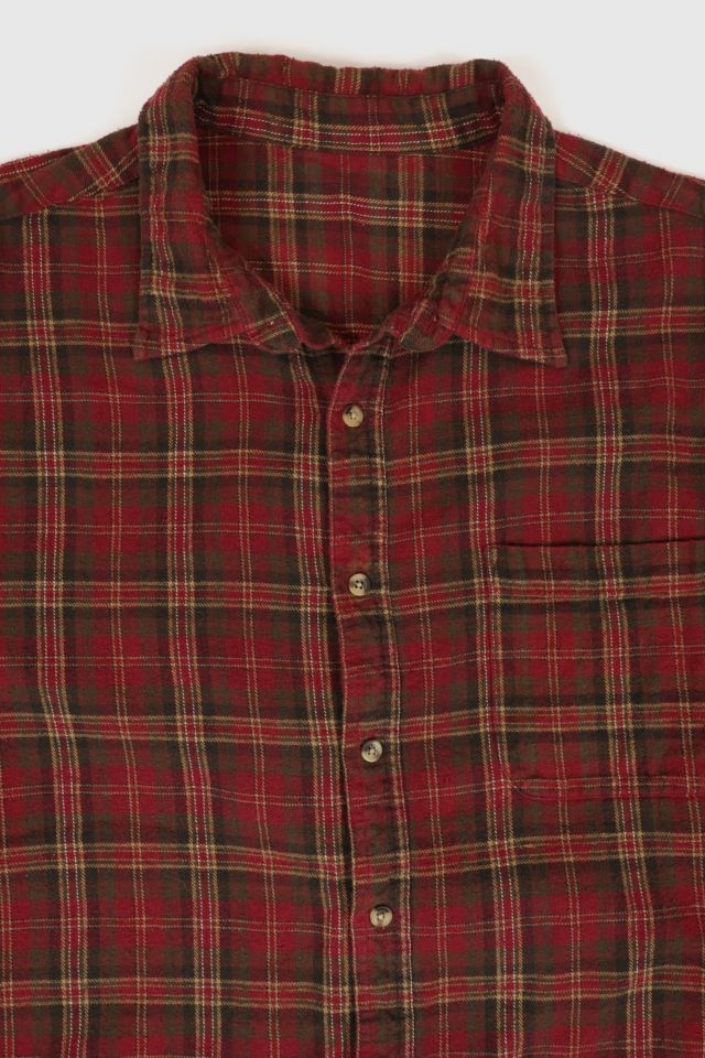 Vintage Red Plaid Flannel Button-Down Shirt #2