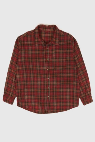 Vintage Red Plaid Flannel Button-Down Shirt