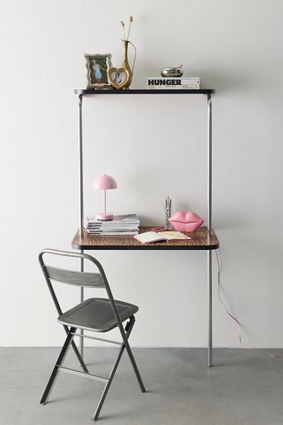 Boden Chrome Leaning Wall-Mounted Desk