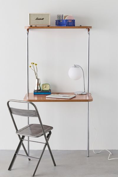 Boden Chrome Leaning Wall-Mounted Desk