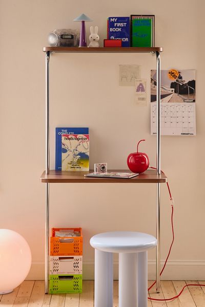 Boden Chrome Leaning Wall-Mounted Desk