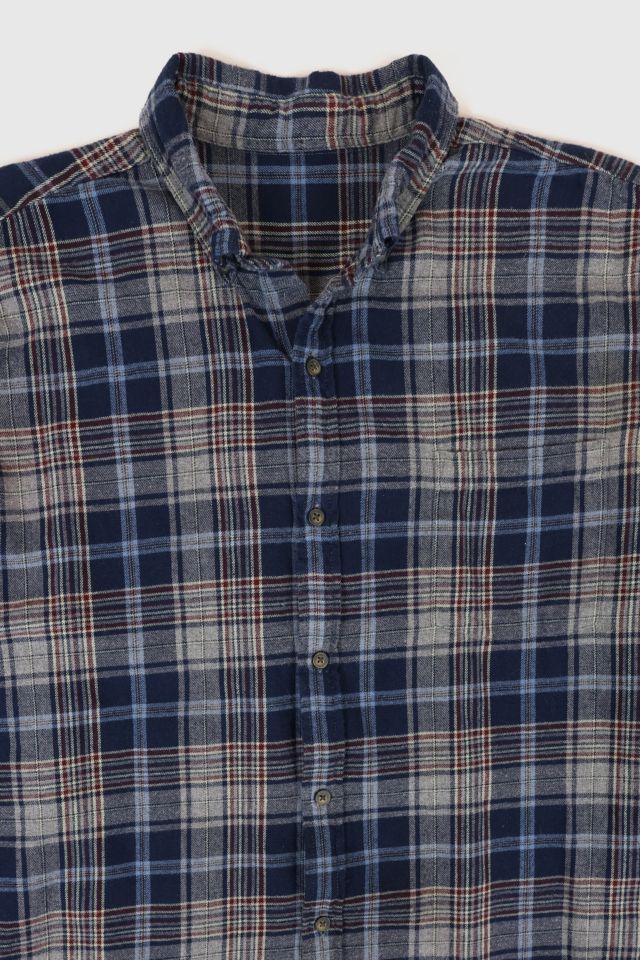 Vintage Grey Plaid Button-Down Shirt #1