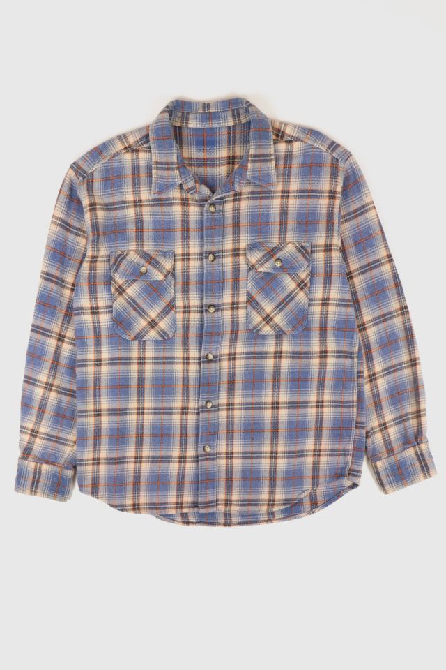 Vintage Blue Plaid Button-Down Shirt