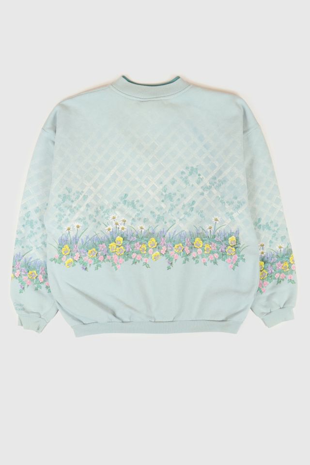 Vintage Flower Button-Down Crewneck #1