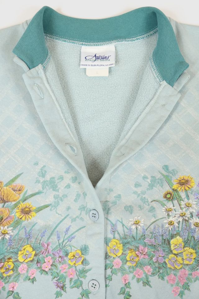 Vintage Flower Button-Down Crewneck #3
