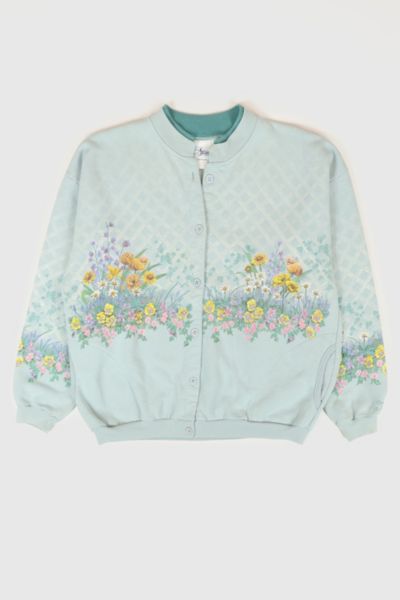 Vintage Flower Button-Down Crewneck