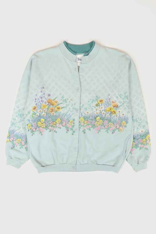Vintage Flower Button-Down Crewneck