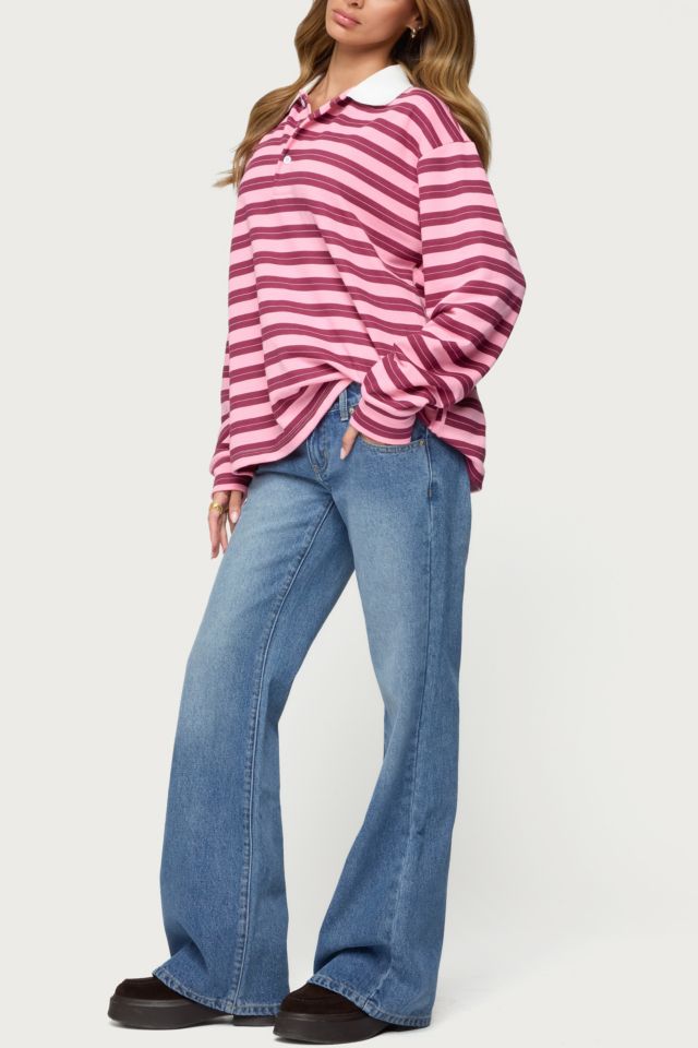 Edikted Maureen Striped Polo Sweatshirt #1