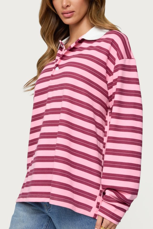 Edikted Maureen Striped Polo Sweatshirt #2