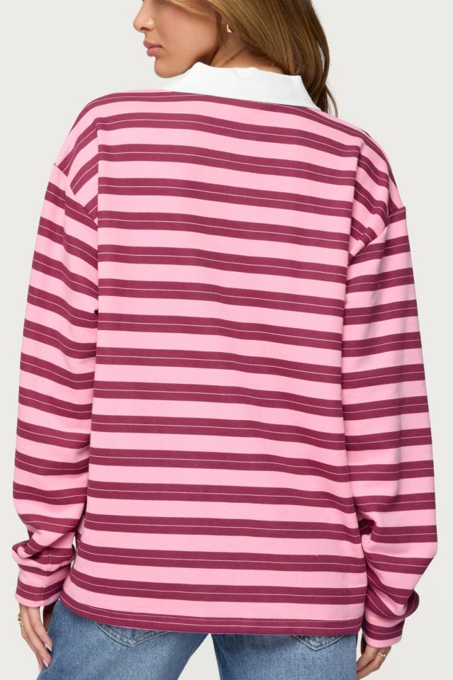 Edikted Maureen Striped Polo Sweatshirt #4