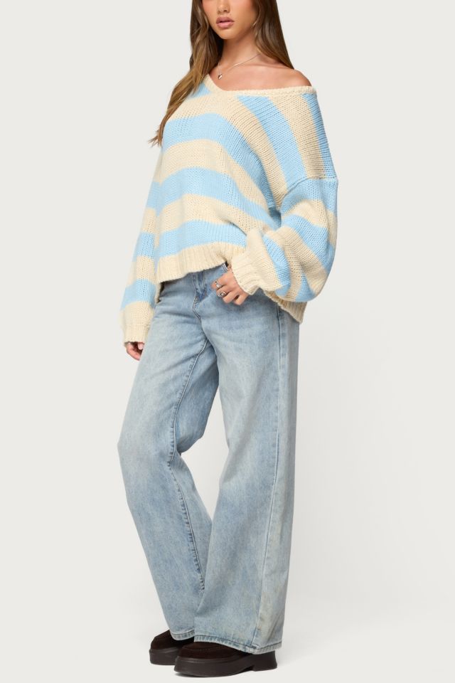 Edikted Tracie Striped Oversized Sweater #1