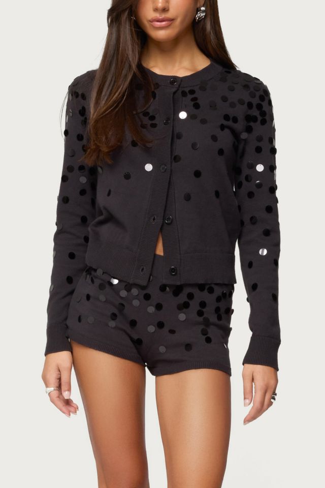Edikted Cierra Sequin Knit Micro Shorts #1