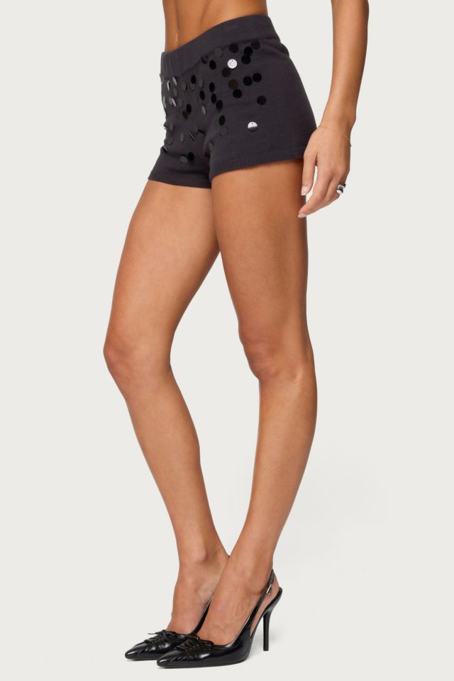 Edikted Cierra Sequin Knit Micro Shorts #2