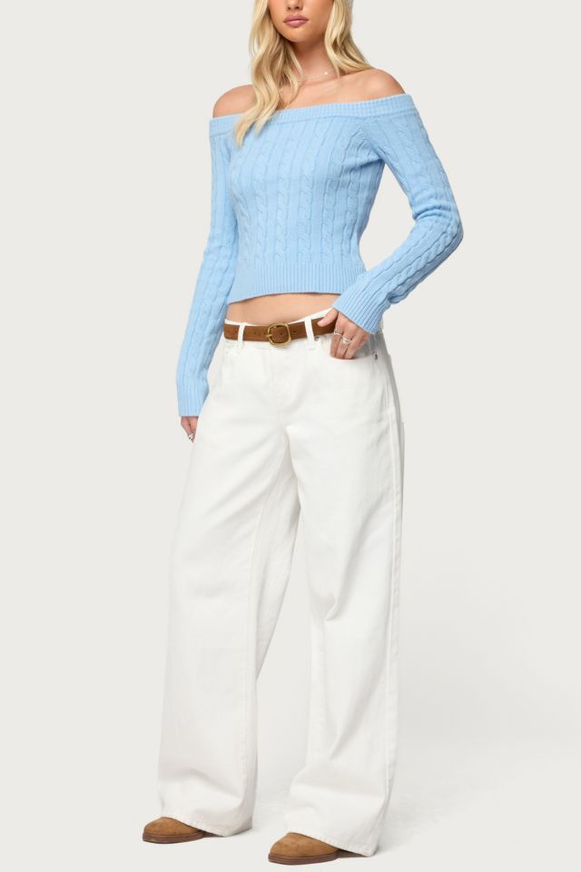 Edikted Taniza Off Shoulder Cable Knit Sweater #1
