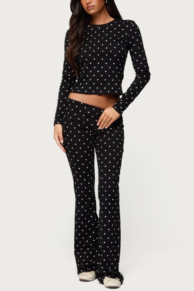 Edikted Daliya Polka Dot Fold Over Pants #1