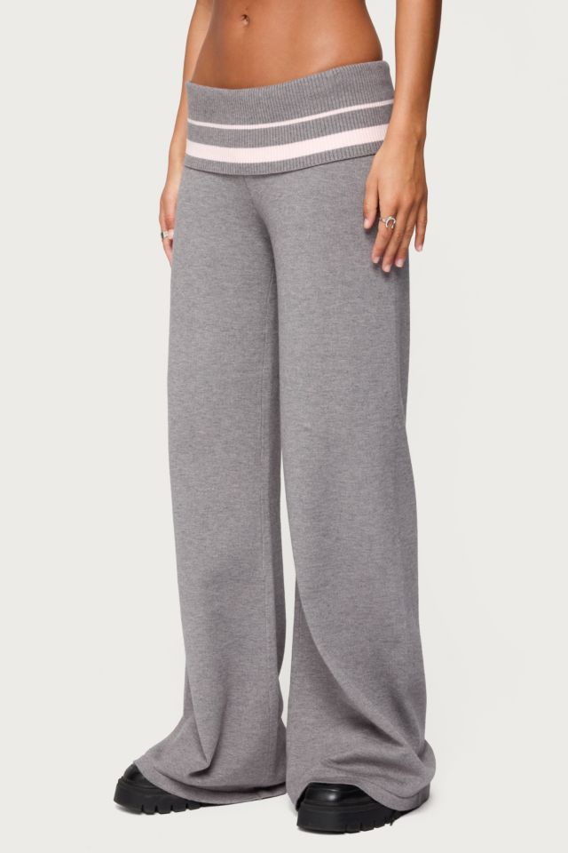 Edikted Kaliya Stripey Fold Over Knit Pants #2