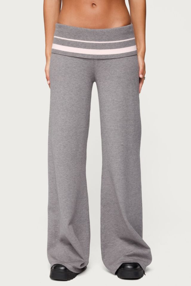 Edikted Kaliya Stripey Fold Over Knit Pants #3
