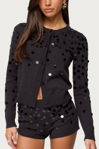 Edikted Cierra Sequin Knit Cardigan