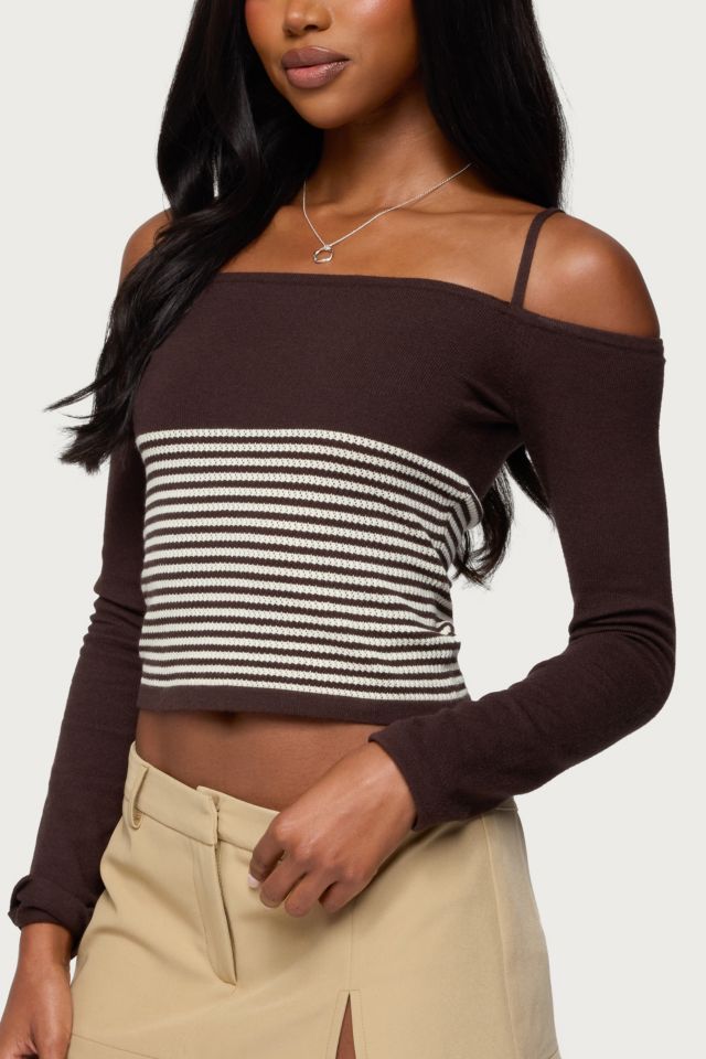 Edikted Darya Striped Off Shoulder Knit Top #2
