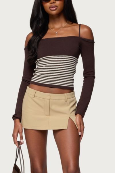Edikted Darya Striped Off Shoulder Knit Top