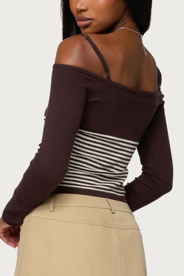 Edikted Darya Striped Off Shoulder Knit Top #4