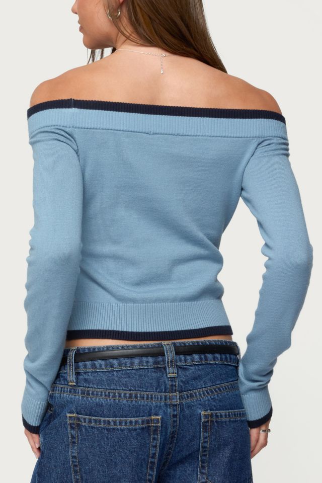 Edikted Kezzie Contrast Off Shoulder Knit Top #4