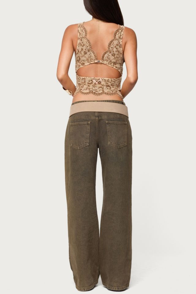 Edikted Araura Velvet Floral Sheer Top #1
