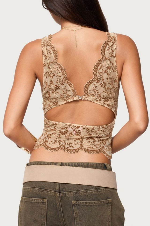 Edikted Araura Velvet Floral Sheer Top #4