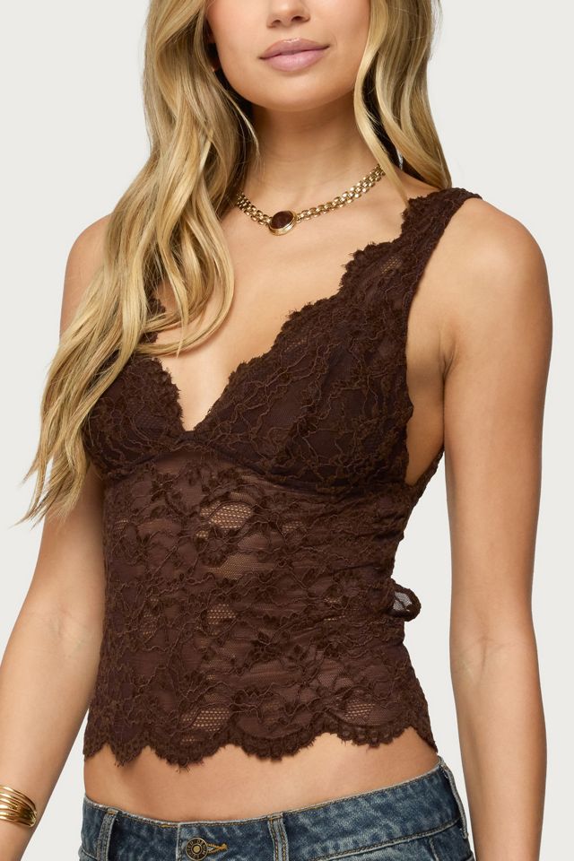 Edikted Araura Velvet Floral Sheer Top #2