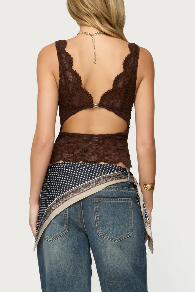 Edikted Araura Velvet Floral Sheer Top #3