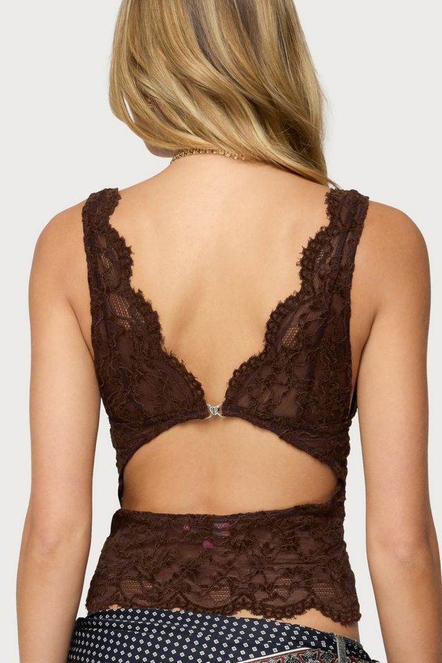 Edikted Araura Velvet Floral Sheer Top #4