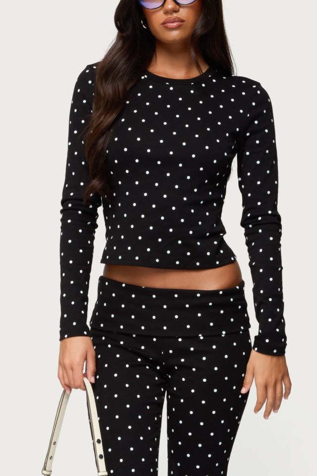 Edikted Daliya Polka Dot Long Sleeve Top #3