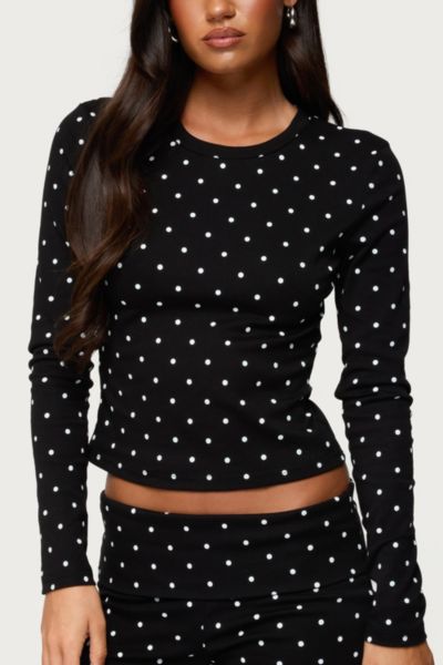 Edikted Daliya Polka Dot Long Sleeve Top