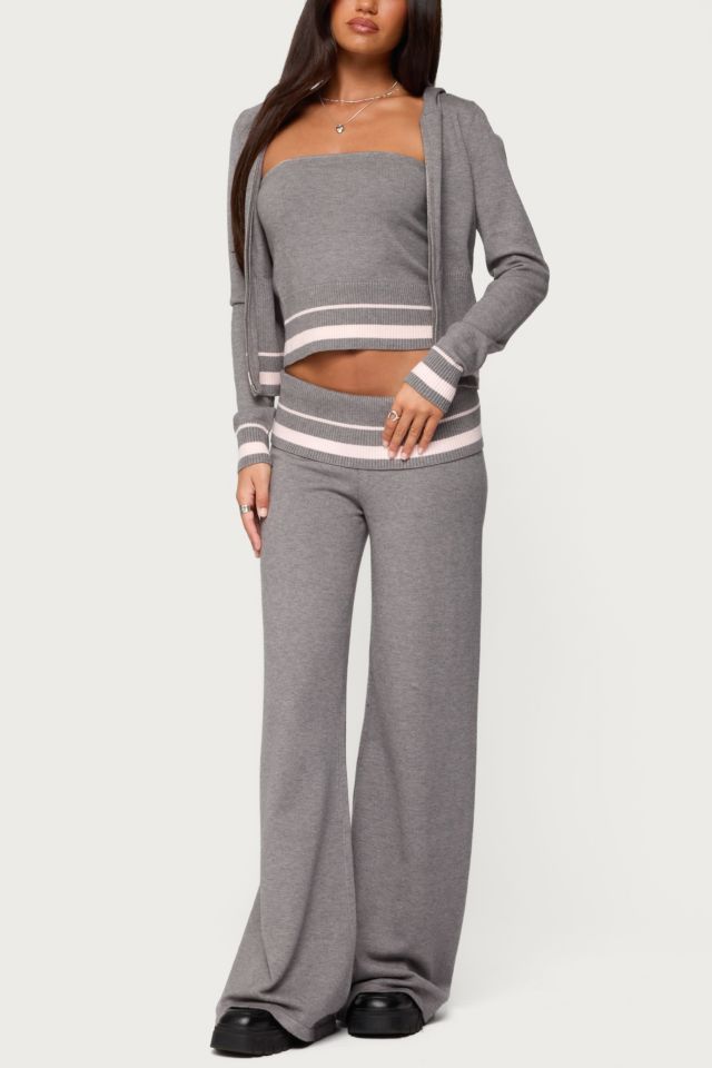 Edikted Kaliya Stripey Knit Zip Up Hoodie #1