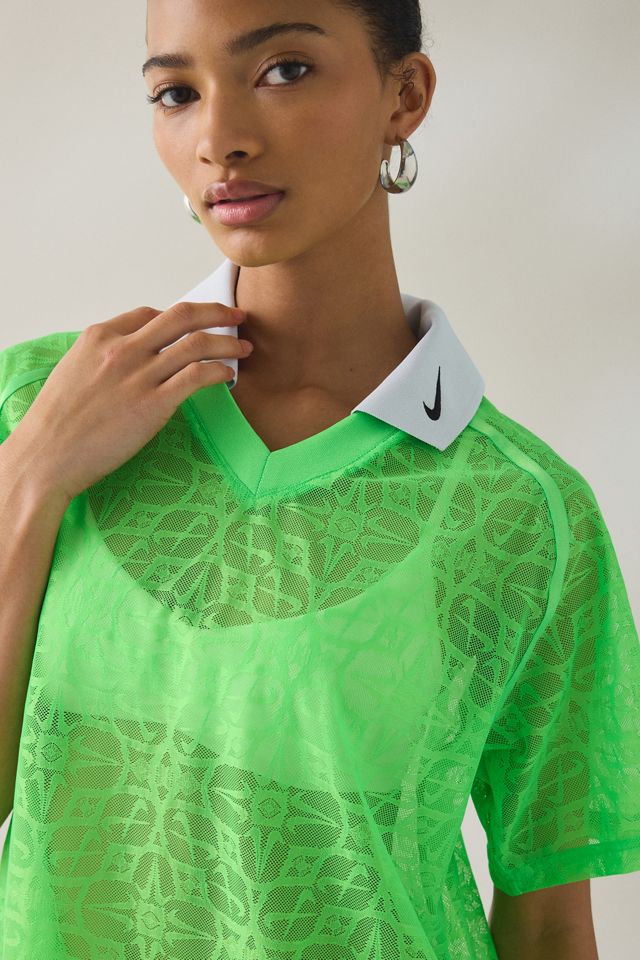 Nike Sportswear Street Semi-Sheer Lace Short Sleeve Polo Top #1
