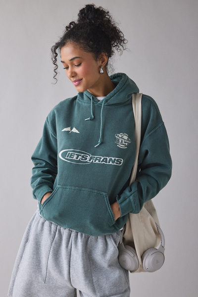 Iets Frans . … Embroidered Sports Logo Hoodie Sweatshirt In Dark Green, Men's At Urban Outf