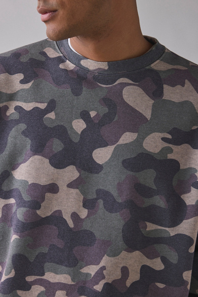 Camo Allover Print Crew Neck Sweatshirt