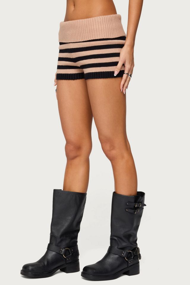 Edikted Saphi Striped Foldover Knit Shorts #6